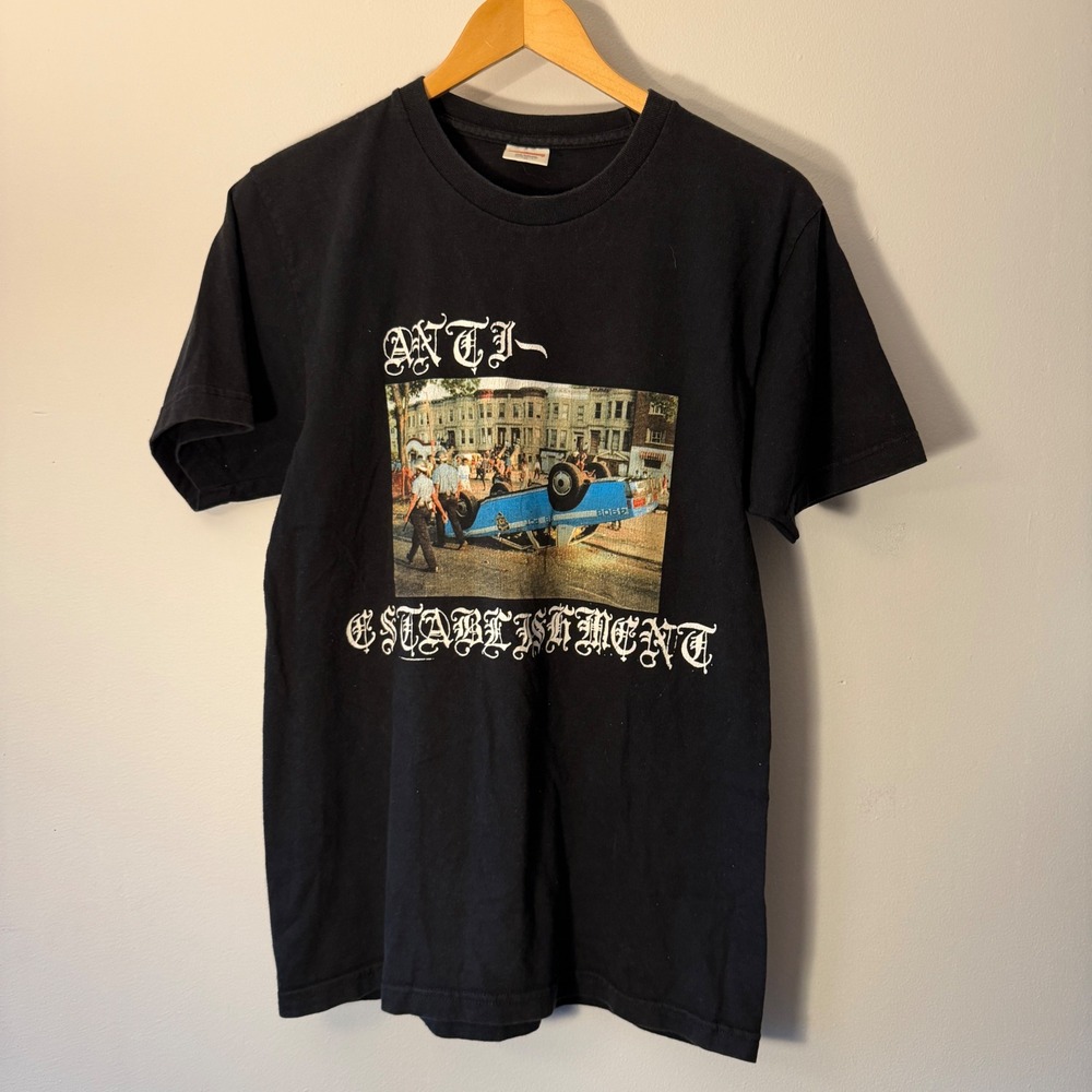 Supreme Anti-Establishment Graphic Tee Shirt Black Mens Size M Made in USA